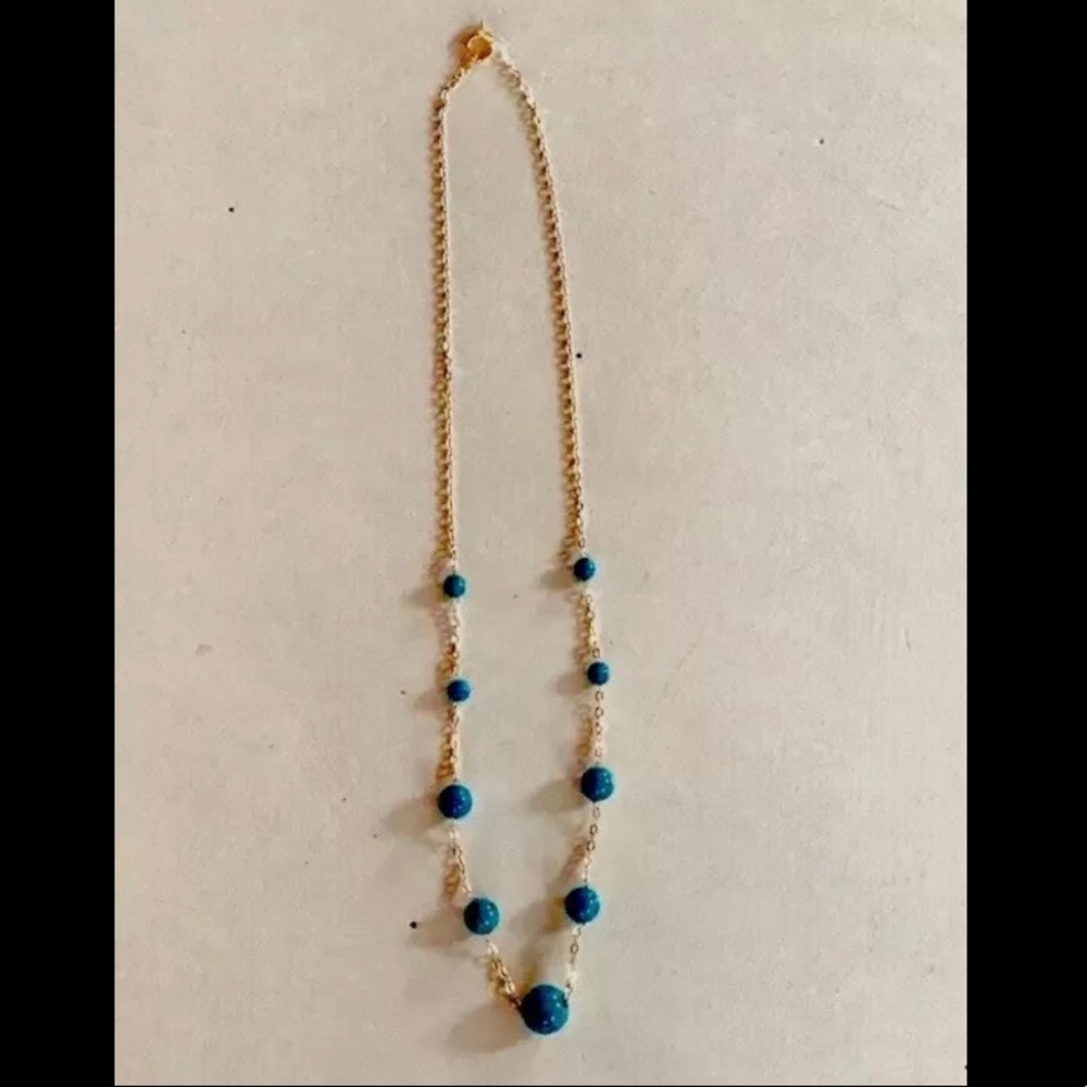 Genuine 14K Gold Necklace With Turquoise Beads